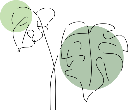 Hand drawn flower with two green circles